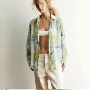 ZARA Paisley Floral Satin Effect Shirt